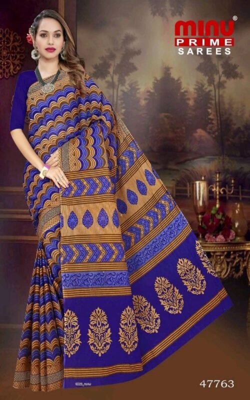 Minu Cotton Printed Designer Saree Set - Image 5