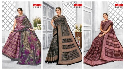 Minu Cotton Printed Designer Saree - Image 3