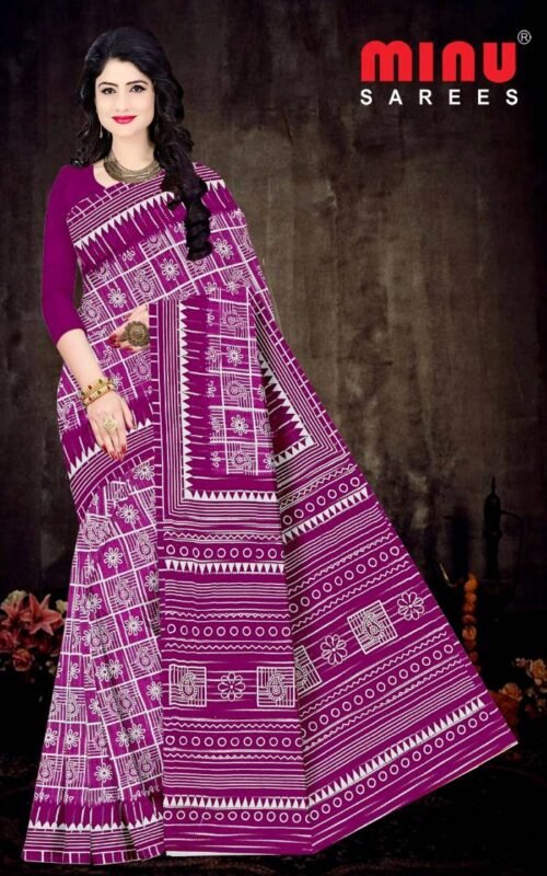 Minu Cotton Printed Saree Set - Image 5