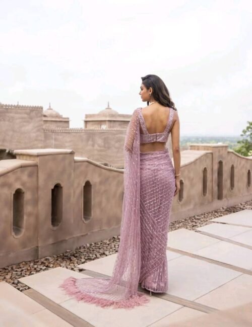 Bollywood  Sequins Design Saree - Image 2