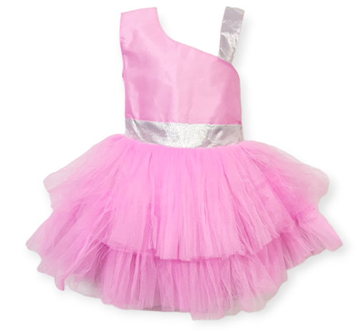 Pink party wear frock for baby girls