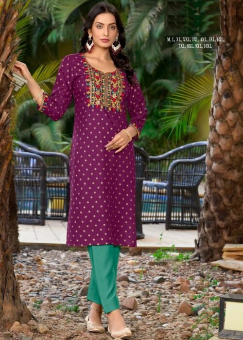 Designer Rayon Gold Print Kurti