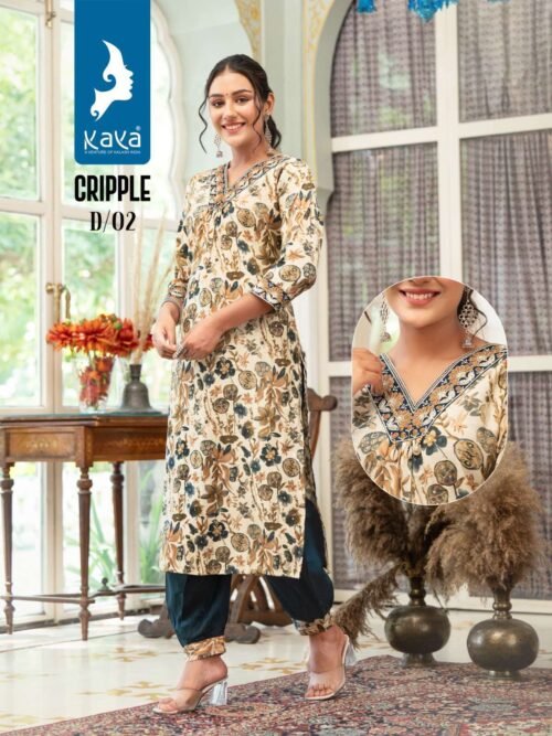 Cripple afghani chanderi modal print kurti wholesale catalog market in surat 7 2023 10 19 16 10 58 | vastrmitr