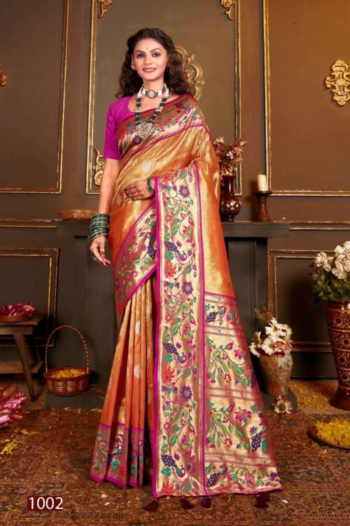 Heavy Satin Tissue Silk Rich Pallu Saree - Image 5