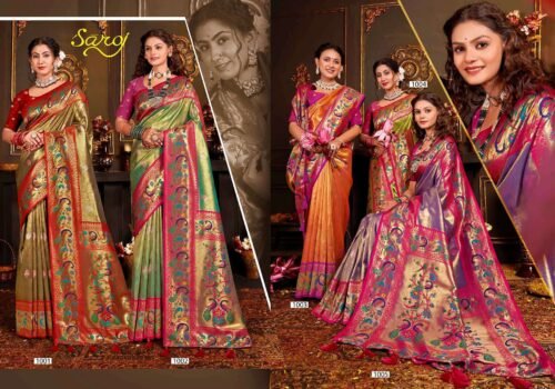 Heavy Satin Tissue Silk Rich Pallu Saree - Image 7