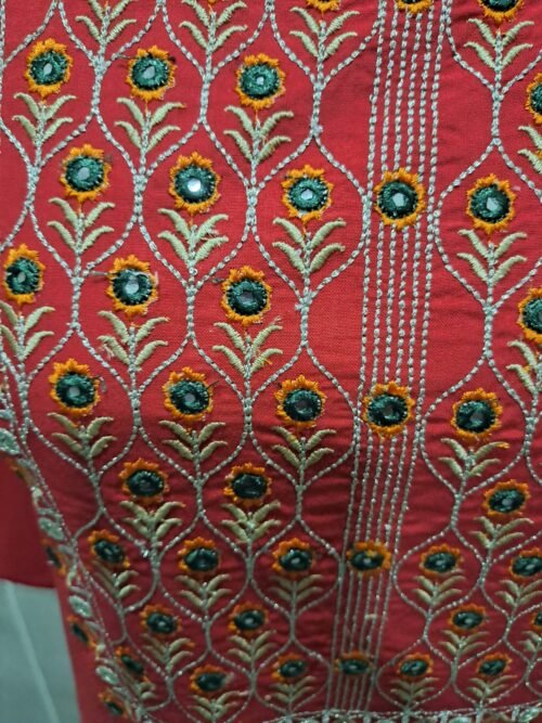 Rayon heavy embroidered kurti with gota lace work - Image 3