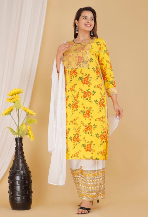 embroidered palazzo set with dupatta - Image 3