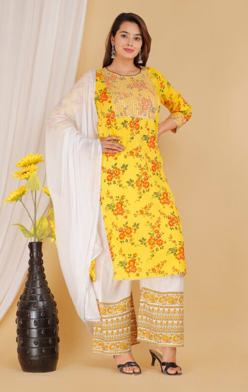 embroidered palazzo set with dupatta - Image 2