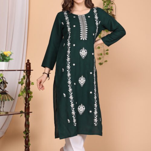 Rayon heavy embroidered kurti