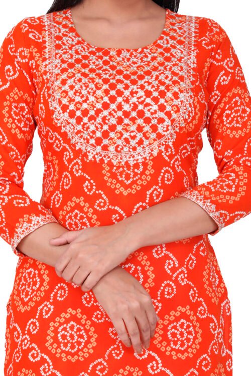 Rayon Bhandej Printed Kurti - Image 3