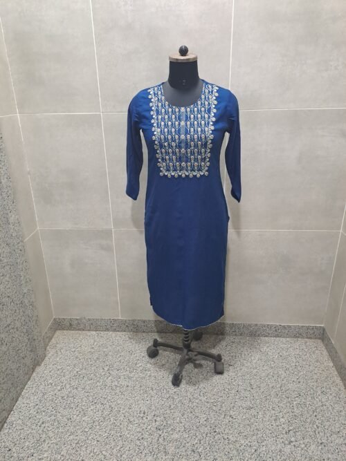 Rayon heavy embroidered kurti with gota lace work