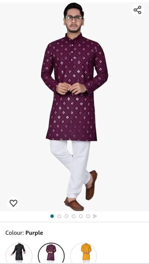 MEN'S WEAR COLLECTION  MIRROR WORK KURTAS - Image 3