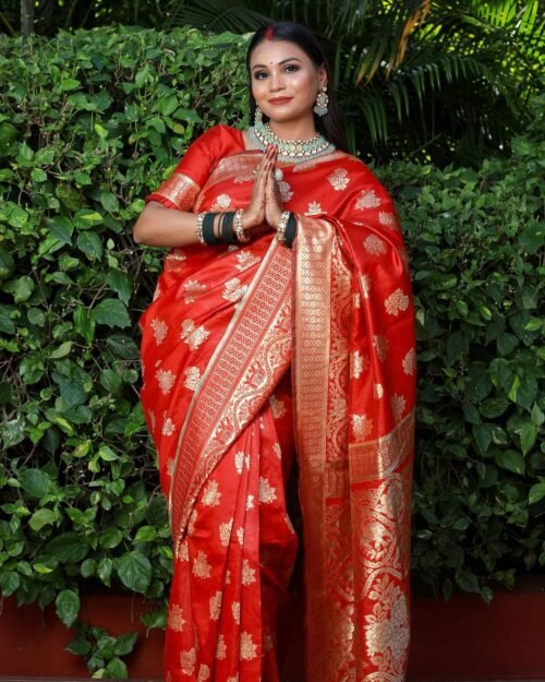 Soft lichi silk saree - Image 2