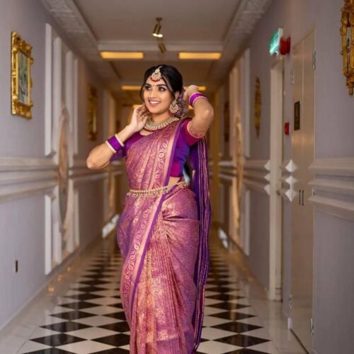 Soft lichi silk saree - Image 4