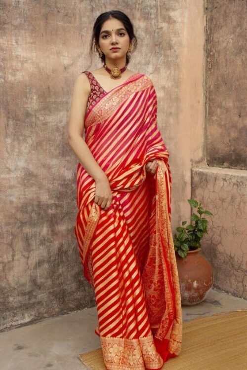 Soft Lichi Silk Saree - Image 2