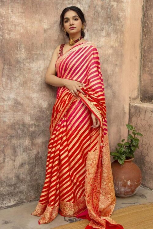 Soft Lichi Silk Saree - Image 3