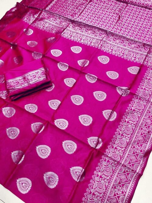 Soft lichi silk saree - Image 12