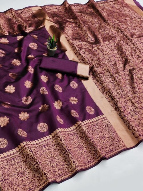 Soft Lichi Silk Saree - Image 5