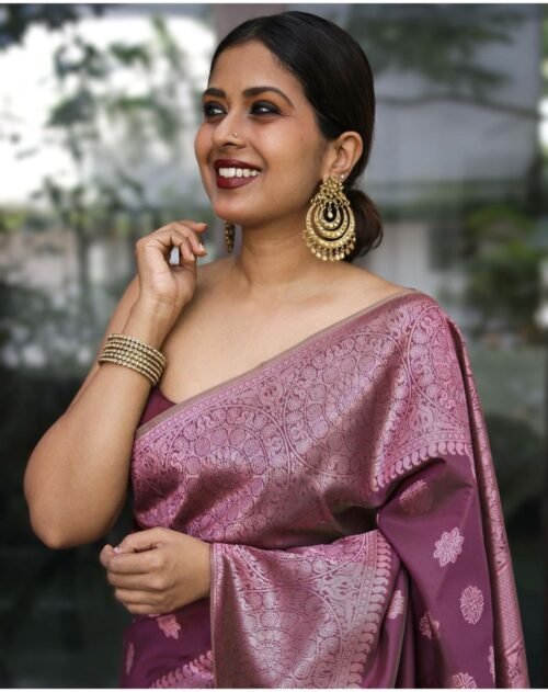 Soft Lichi Silk Saree - Image 2