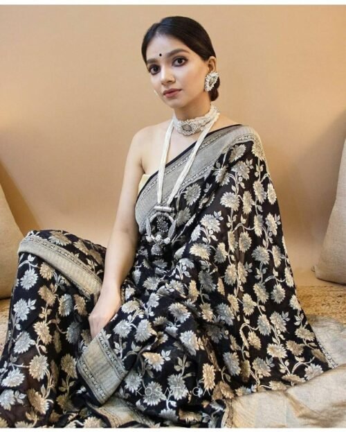 Soft lichi silk saree - Image 2