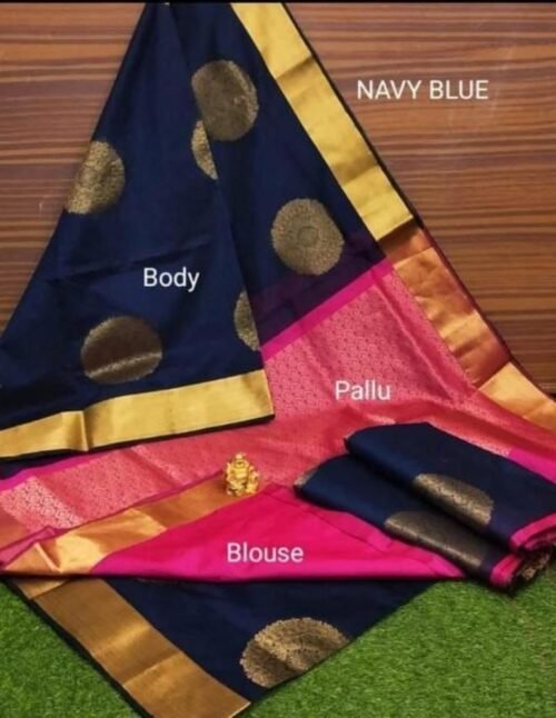 Soft lichi silk saree - Image 2