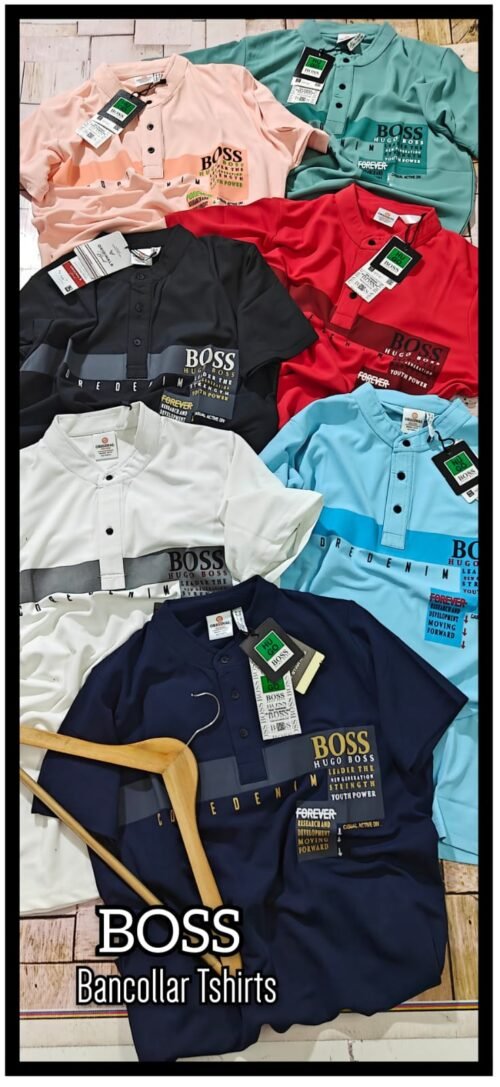 BOSS BAN COLLAR TSHIRTS PREMIUM SAP MATTY LYCRA FABRIC FULL MATT FINISH QUALITY - Image 4