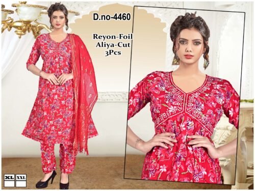 WOMEN'S 3PC SET KURTI. PANT DUPATTA NAYRA CUT WITH FOIL PRINT - Image 36