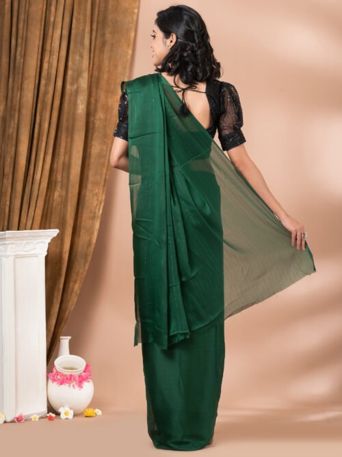 Solid georgette saree - Image 4