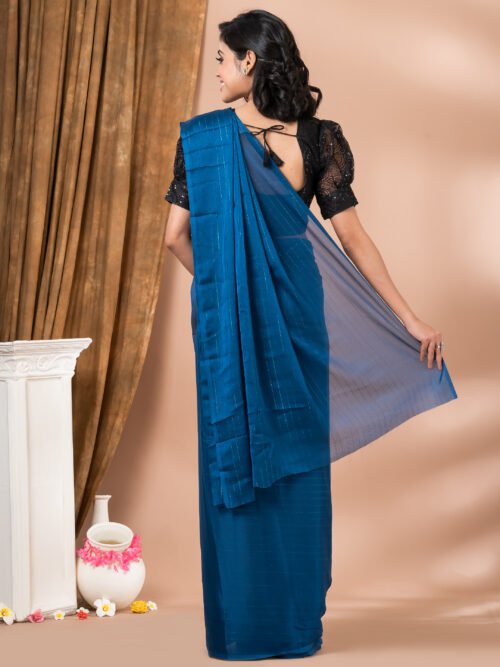 Solid georgette saree - Image 8