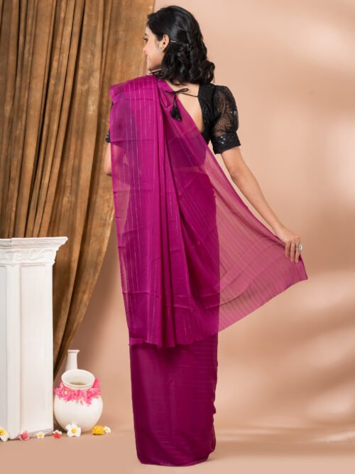 Solid georgette saree - Image 12