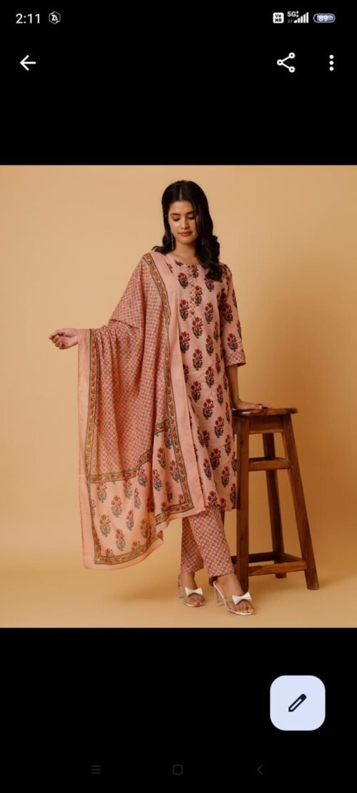 BRANDED. 3PIC SET KURTI. PANT. DUPATTA - Image 2