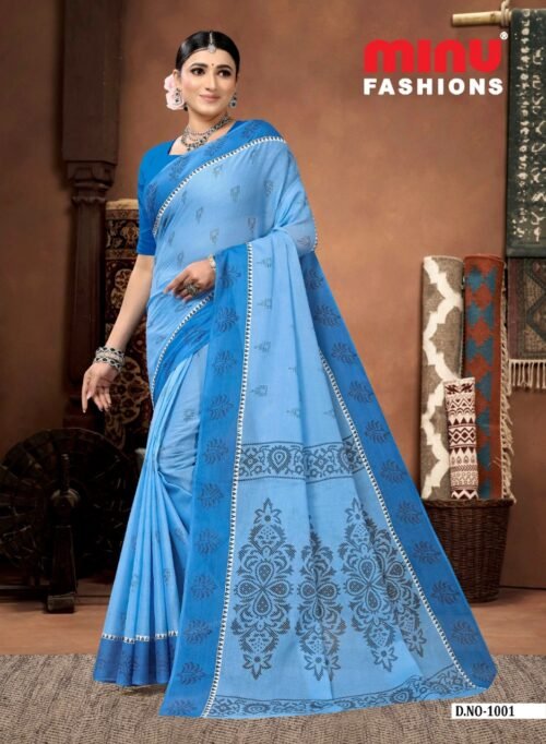 Minu cotton Indian Saree - Image 4