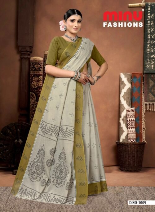 Minu cotton Indian Saree - Image 6