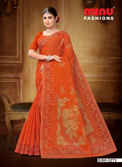 Minu cotton Rosy Saree - Image 5