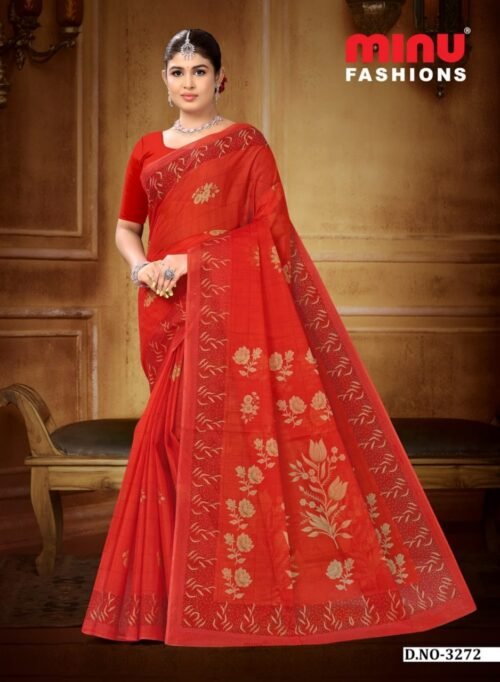 Minu cotton Rosy Saree - Image 6