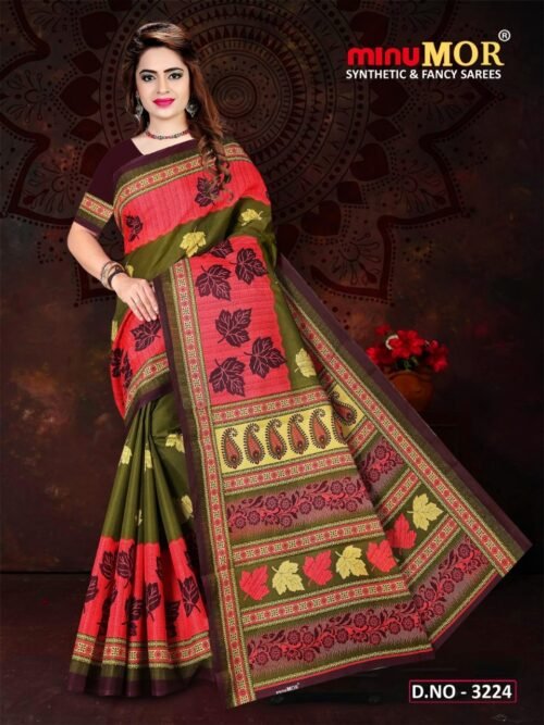 Minu Mix Cotton Printed Designer Saree - Image 3