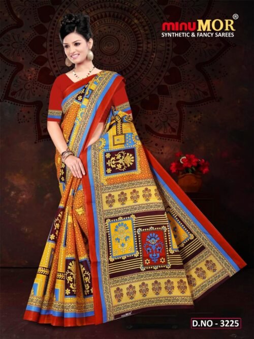 Minu Mix Cotton Printed Designer Saree - Image 4