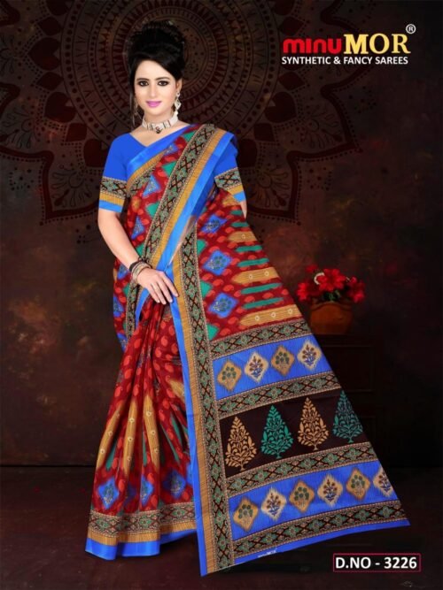 Minu Mix Cotton Printed Designer Saree - Image 5