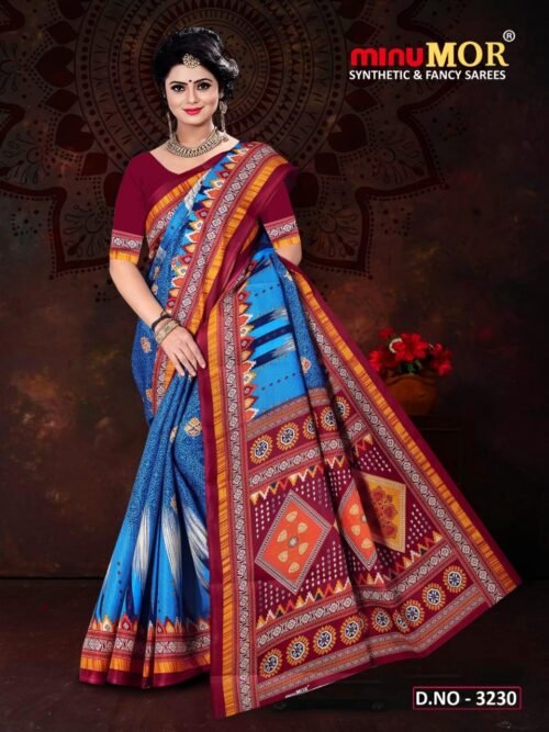 Minu Mix Cotton Printed Designer Saree - Image 8