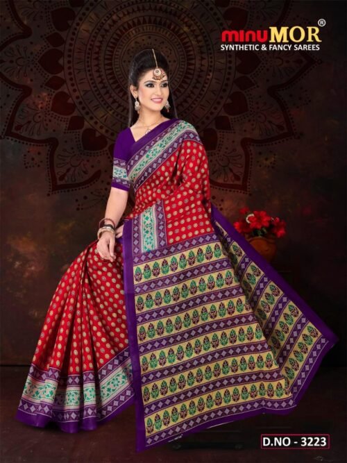 Minu Mix Cotton Printed Designer Saree - Image 10