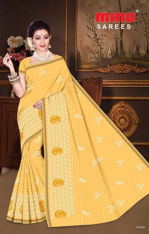 Minu Premium Cotton Embroidered Designer Saree - Image 2