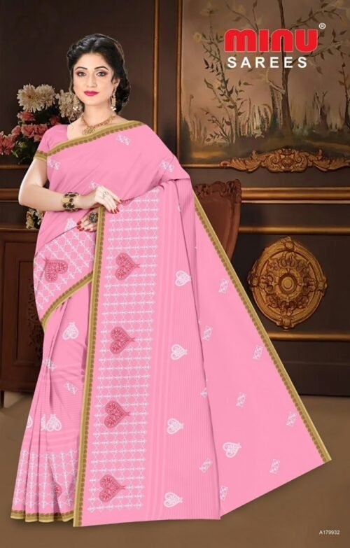 Minu Premium Cotton Embroidered Designer Saree - Image 3