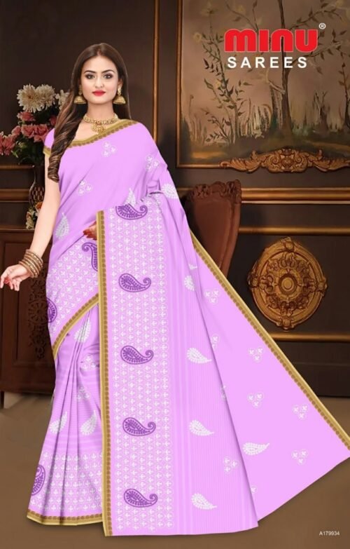 Minu Premium Cotton Embroidered Designer Saree - Image 5