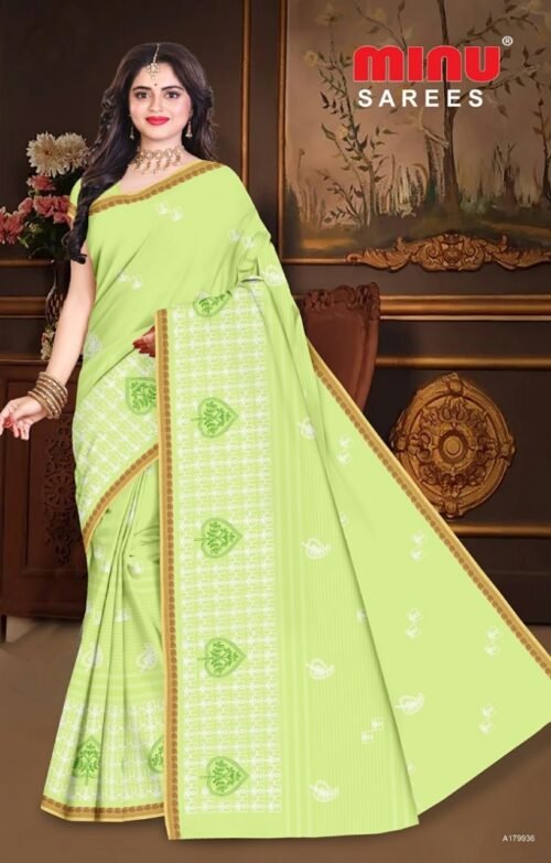 Minu Premium Cotton Embroidered Designer Saree - Image 6