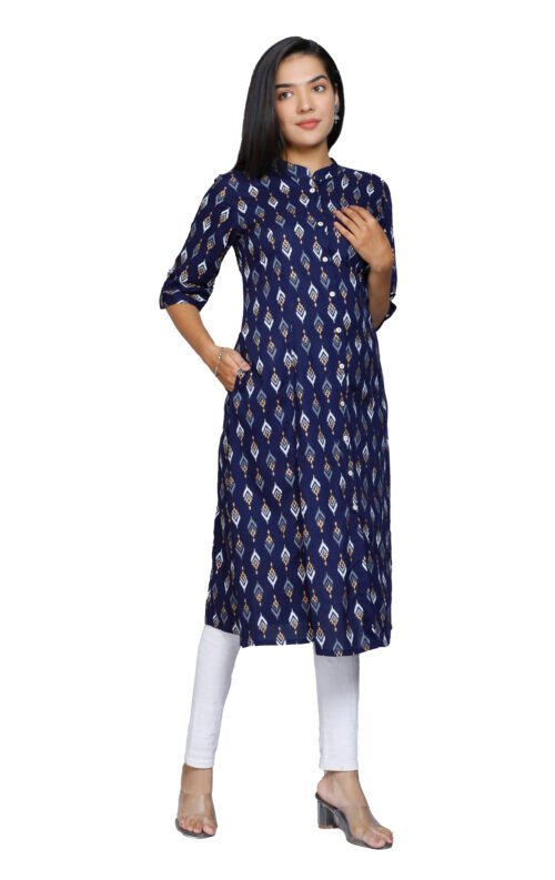 Rayon Princess Cut, Mandarin collar Kurti - Image 3