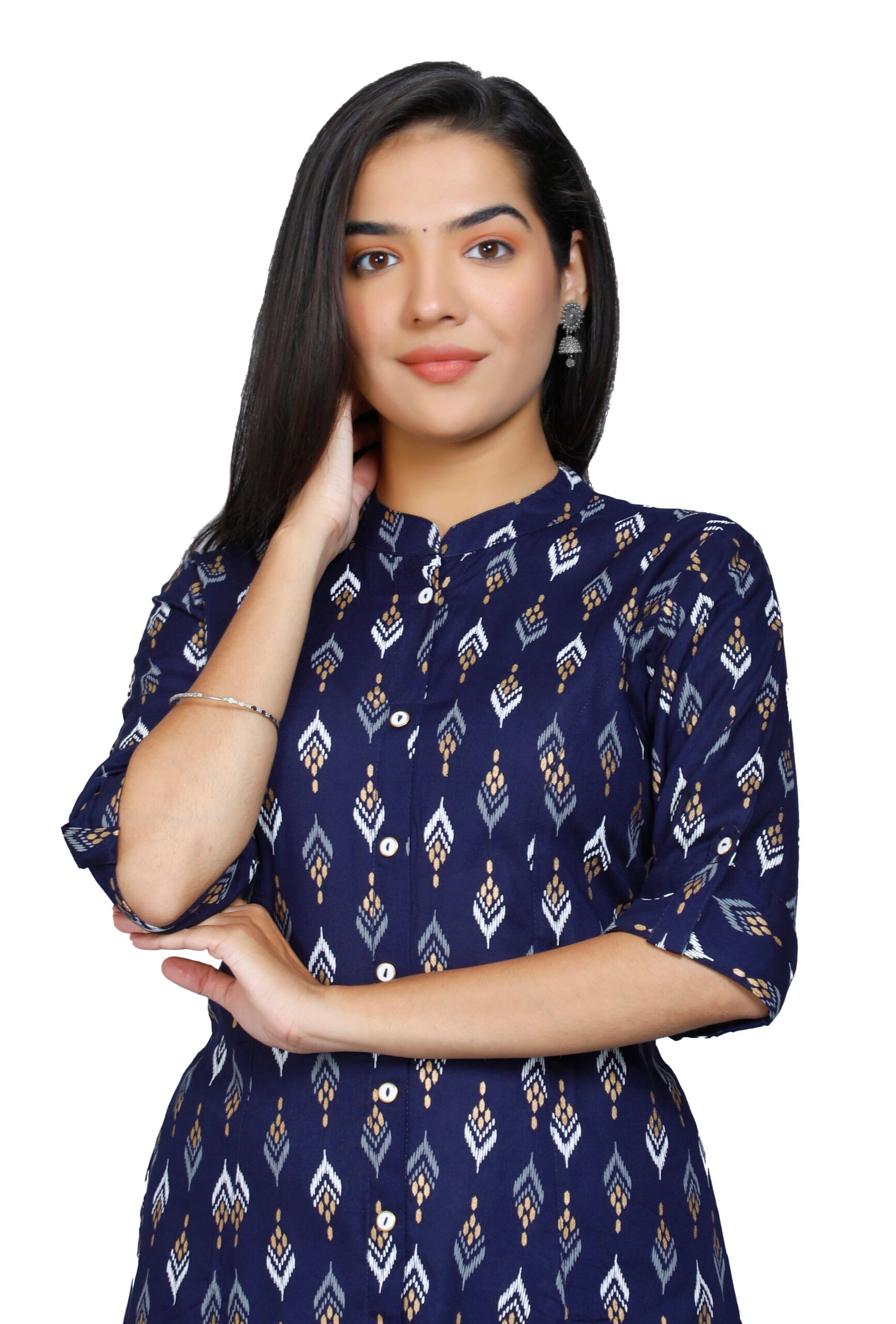 Rayon Princess Cut, Mandarin collar Kurti 4 Rayon Princess Cut, Mandarin collar Kurti - Image 4