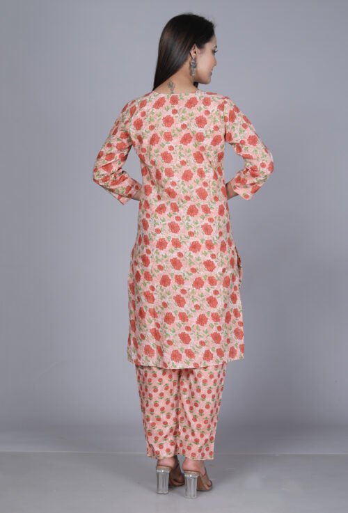 Pure Cotton 3piece printed pant set with mirror and Aari tari work - Image 5