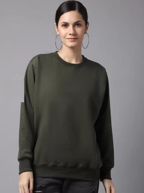 SIFYBRO COTTON FLEECED SWEATSHIRTS FOR WOMEN (BOTTLE GREEN) - Image 2