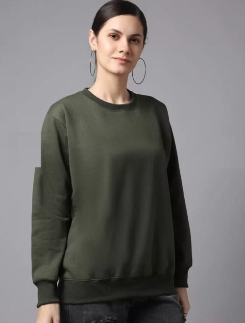 SIFYBRO COTTON FLEECED SWEATSHIRTS FOR WOMEN (BOTTLE GREEN) - Image 4