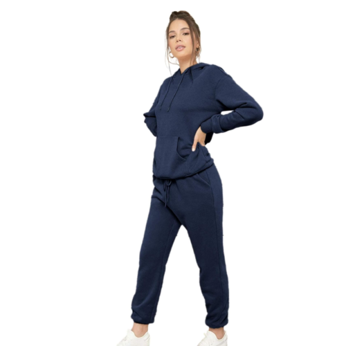 SIFYBRO COTTON FLEECED HOODIE JOGGER SET FOR WOMEN (NAVY BLUE) - Image 3